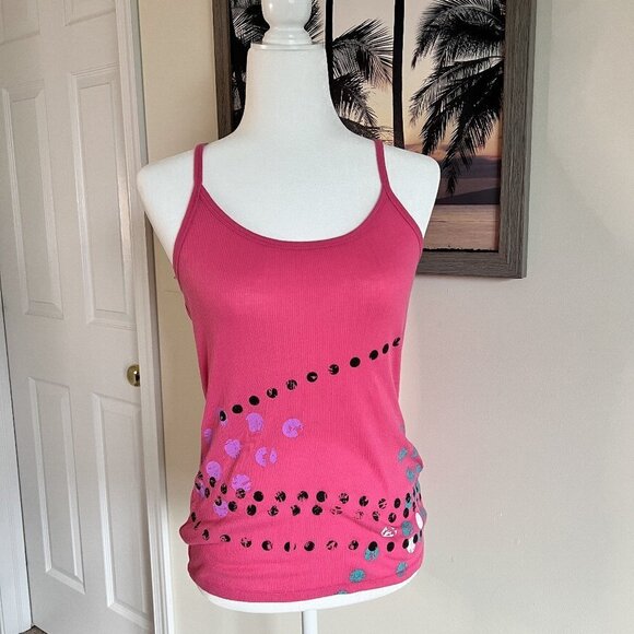 Women's Lilu Graphic Dot Print Tank Top | Pink | Medium | Cotton/Polyester | Y2K - Picture 1 of 6